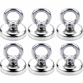 Miniatyrbild 1 av 2: Magnetiska krokar Neodymmagnet Magnetkrokar Magneter med stark krok 40KG attraktionskraft 32 mm diameter (6-pack)