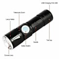 Pikkukuva 5 / 5: Tehokas 5000 lumenin USB-ladattava taskulamppu