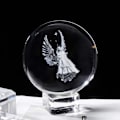 Miniatyrbillede 3 af 5: 6 cm krystal 3D skytsengel statue med krystalbase, boligindretningsdekorationer, mindegave til en speciel person - FA6 -