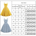 Miniatyrbillede 2 af 3: Hepburn Retro Rockabilly Gul Swingkjole til Kvinder, 50'er 60'er Aftenbal, Ærmeløs, 4XL-XF7-