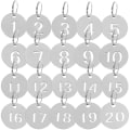 Miniatyrbilde 1 av 4: 20 stk rustfritt stål nummererte 1-20 Tagger Nøkkelbrikker Rustfritt stål ID-tagger Bagasjeetiketter（2.3X2.3CM，Sølv） IC