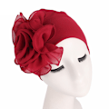 Pikkukuva 2 / 2: Naisten hattu suuria kukkakuvioita, bandana-hattu, pipo Wine red
