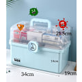 Miniatyrbillede 2 af 5: Blå 3-lags Medicinskab, 34×19×22cm Multifunktionel Opbevaringsboks, Medicinskab Med Opbevaringspose, Medicinskab, Værktøjskasse, Aorting Box