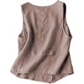 Miniatyrbillede 2 af 5: Dame Bomuldslinnevest Casual Løstsiddende V-hals Ærmeløs Veste Jakke Khaki XL Khaki