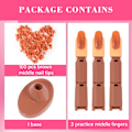Miniatyrbilde 2 av 5: Øvingsfinger for negler, 3 stk falske mannequin-fingre med 1 stk fingerbase og brune neglespisser, fleksibel øvingsfingernegl for å øve
