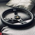 Miniatyrbillede 2 af 4: 14 tommer/350 mm Momo Prototipo Style PU Læder Racing Sport Rat - Rat & Tut