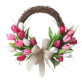 Miniatyrbild 2 av 5: 1 st rosa konstgjord blomkrans knopp tulpan krans plast