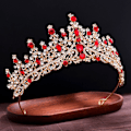 Miniatyrbillede 5 af 5: Legering Krone Bryllup Tiara Krystal Rhinestone Krone RØD Red
