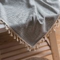 Miniatyrbilde 5 av 5: Bordsduk i bomull och linne broderad med tofsar, rektangulär duk, cover , grå, 140*250 CM