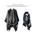 Miniatyrbillede 3 af 5: SEW Vinter Varm Poncho Sjal Wrap - Åben Front Cape Vindtæt Strik