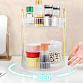 Miniatyrbillede 4 af 5: 360° roterende makeup-organisator, badeværelsesmakeup roterende holder stativ, stor kapacitet kosmetik opbevaring forfængelighed hylde bordplade