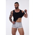 Miniatyrbillede 2 af 6: Kompressionsskjorte til mænd slankende undertrøje kropsformer tanktop Gynomastica ærmeløs shapewear vest mesh korset Black-FA3- Black L