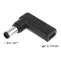 Pikkukuva 1 / 5: USB-C-naaras 90 graders snabbladdningsadapter 7,4x5,0 mm för bärbar dator