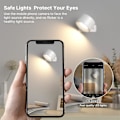 Miniatyrbillede 2 af 5: Indendørs væglampe, væglampe med USB-opladning, 3 farver og 3 niveauer LED indendørs 360° roterbar touch-kontrol trådløs væglampe