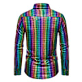 Miniatyrbilde 3 av 5: Menn Klänningsskjorte Paljetter Langarmet Skjorte Party Nattklubb Regnbue rainbow 4XL