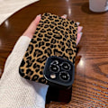 Miniatyrbild 4 av 6: Kompatibelt iPhone 13-fodral med söt trendig brun leopardmönstrad läder enkel fodral