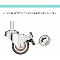 Miniatyrbild 4 av 5: XVX Set med 4 små möbelhjul - 25 mm - Mjukt gummi TPE - M6 x 15 mm - Gänga (2 delar med broms) (25 mm)