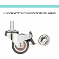 Miniatyrbilde 4 av 5: XVX Sett med 4 små møbelhjul - 25 mm - Myk gummi TPE - M6 X 15 mm - Gjenge (2 deler med brems) (25 mm)