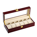 Miniatyrbild 1 av 4: Watchbox Klockbox i trä för 6 klockor med fönster - Rosenträ 789