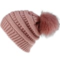 Miniatyrbilde 2 av 2: Mote retro hodeplagg kvinnelig ensfarget ullkule strikket lue Pink