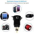 Miniatyrbillede 3 af 8: Motorcykel Aluminium DIN Hella Stik Dobbelt USB Hurtigoplader Adapter-FA3- A9