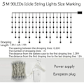 Miniatyrbillede 4 af 4: LED Islygter 5M 96 LED Vindue Gardinljus Vandafast Lysstreng - Varmt Hvid
