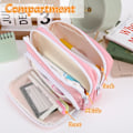 Miniatyrbillede 4 af 6: Aprikos Pennetui med Lommer Stor Pennetui Multifunktionel Pennetui Preppy Pennetui Papirvarer Organizer Æstetiske Makeuptasker Pink