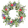 Miniatyrbild 1 av 5: 22-tums dörrkrans, vår sommar konstgjorda kransar eukalyptus blomkrans året runt dekoration för ytterdörr, hem, fönster, vägg, bröllop, fest (w