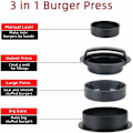 Miniatyrbillede 4 af 5: 3 i 1 Hamburgerpresse med 200 stk. Non-Stick Papir Hamburger Kød