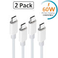 Miniatyrbillede 1 af 2: [2-pak] 60W PD USB-C Hurtigladningskabel Samsung, iPhone15/16 - 1m white 45
