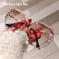 Miniatyrbilde 1 av 8: Rhinestone solbriller uten innfatning Gradient light tea