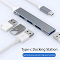 Pikkukuva 2 / 5: HUB 3.0 Typ C 3.1 4 Portin Monijakoja Adapteri OTG PC:lle Hopea Silver USB