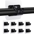 8-pack Curtain Rod Brackets No Drilling, Clear Plastic Self-Adhesive Rod Holder, Black-FA-