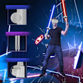 Miniatyrbilde 4 av 5: Dobbelthåndtak grep lyssabler for Oculus Quest 2-kontrollere, Beat Saber-spilltilbehør Supernatural Jedi-trening VR-trening