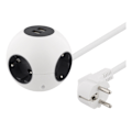 Pikkukuva 3 / 4: DELTACO Kulmamuotoinen pistorasia, 2xUSB-A 5V 2,1A, 4xCEE 7/4, 1xCEE 7/7, valkoinen 350