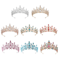 Miniatyrbillede 3 af 5: Legering Crown Bryllup Tiara Crystal Rhinestone Crown GRÖN Green