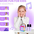 Pikkukuva 2 / 7: Karaokemikrofoni lapsille ja aikuisille, kannettava Bluetooth Mini Karaoke Mikrofoni Laululaite 2 mikrofonilla ja valolla, lelut Purple