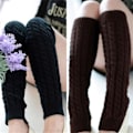 Miniatyrbillede 5 af 7: Dam Vinterstickad Virkad Stickad Benvärmare Legging Boot Cov Svart