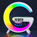 Miniatyrbilde 1 av 5: Multifunksjonell trådløs ladepute stativhøyttaler TF RGB nattlampe 15W hurtigladestasjon for iPhone Samsung Xiaomi Huawei - Perfekt White