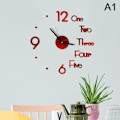 Miniatyrbild 1 av 5: 3D-spegelväggklocka Modern design Kreativ akrylkvartsvägg Red