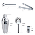 Miniatyrbillede 2 af 2: 5-delt cocktailset, barset, shaker 350ml - Rustfrit stål silver 350