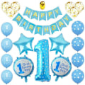 Miniatyrbild 4 av 5: Ett års födelsedagsfestdekorationer Ballonger Festtillbehör för pojke flicka Boy