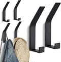 2/6-pack Aluminum Coat Hooks, Wall Hooks - Double Hook for Wall Mounting-FA- 6-pack