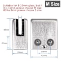 Miniatyrbillede 2 af 4: Glasclips, 8-pak rustfrit stål firkantet clips 6-10 mm glasclips klemmebeslag flad bagside A
