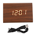 Miniatyrbild 2 av 5: Trä digital väckarklocka triangel modern enkel design bärbar trä LED-klocka för hemmakontor resor