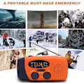 Miniatyrbild 6 av 8: Väderradio, Solradio, Nödvev Självförsörjande AM/FM Solväderradio med LED-ficklampa, WB-radio med batteribackup-FA3- Orange