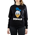Miniatyrbilde 1 av 5: Disney Dame/Dam Donald Duck Ansikt Bomulls T-skjorte XL Svart Black XL
