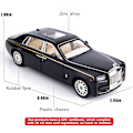 Miniatyrbillede 4 af 5: 1/24 Rolls-Royce Phantom Modelbil Zinklegering Træk Tilbage Legetøjsbil med Lyd og Lys Til Børn Dreng Pige Gave (Sort) St-001 (FMY)-Perfet