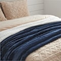 Miniatyrbillede 6 af 7: Sherpa fleece tæppe til sofa - tykke varme tæpper og kaster, marineblå, 160 x 130 cm (mørkeblå)