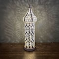 Miniatyrbild 4 av 5: Marockansk Vit Ihålig LED-Vindlampa Järnlykta Hem Sovrum Vardagsrum Atmosfär Dekorativ Lampa Prydnader Liten Storlek 27,2 cm Hög